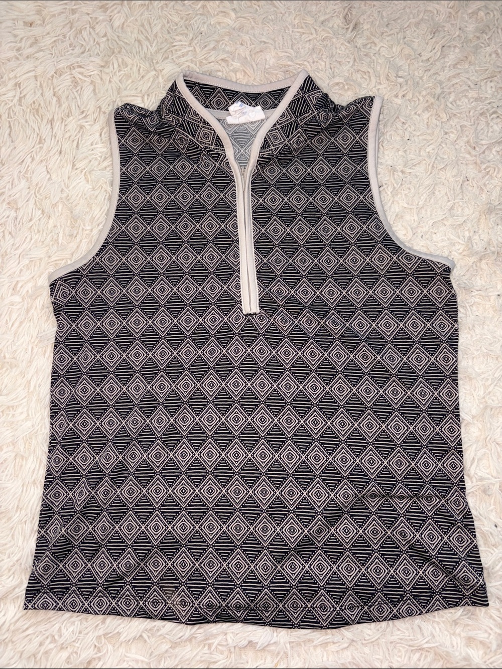 Sigrid Olsen Sleeveless Zip Mock Neck Golf Tank